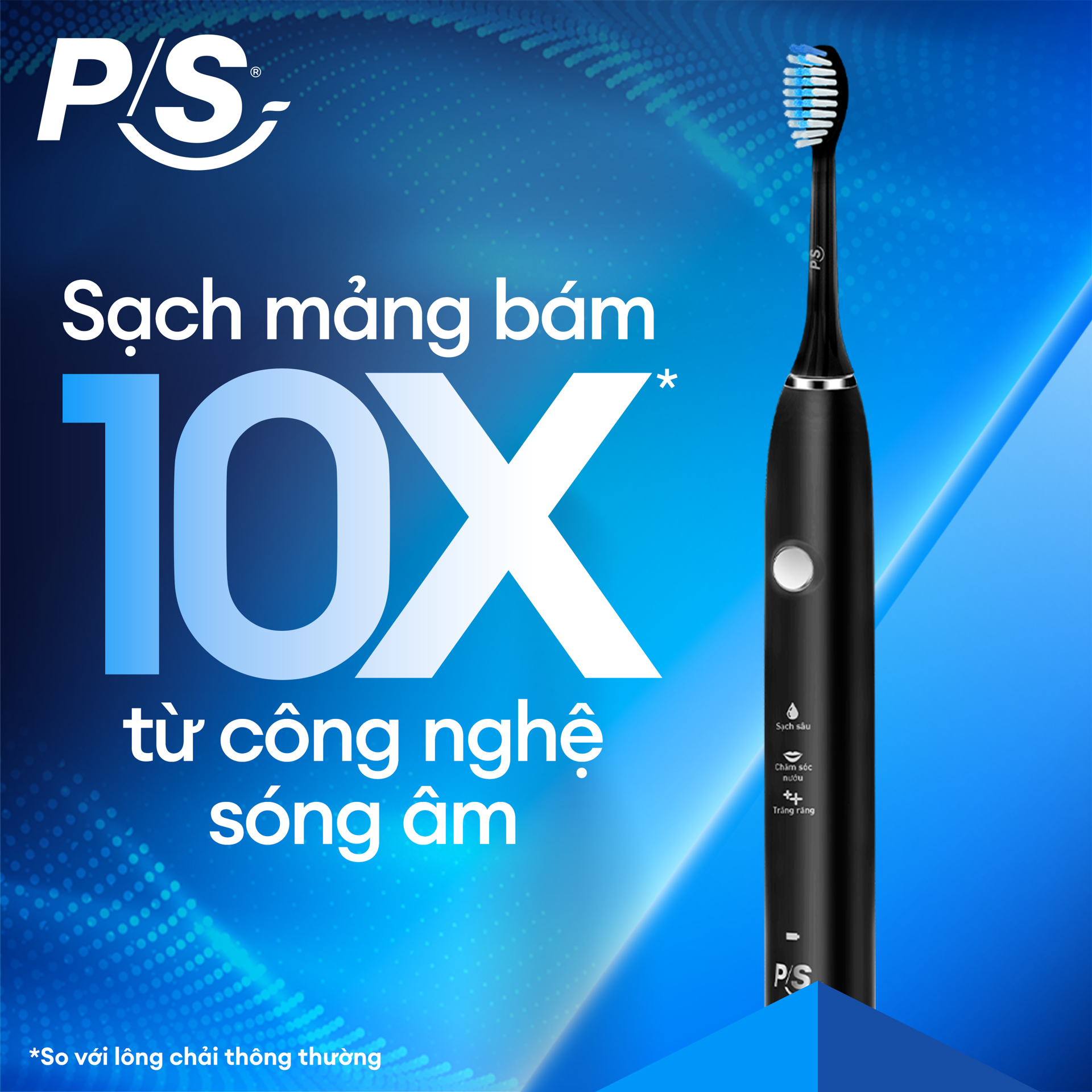 Bàn Chải Điện P/S Sạch Sâu, Công Nghệ Sóng Âm S100 Màu đen