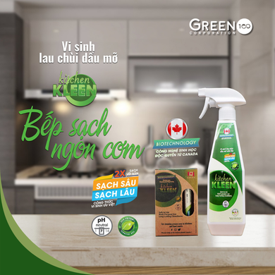Bộ vi sinh lau chùi dầu mỡ Kitchen Kleen (01 Chai 500ml + 03 ống 5ml)