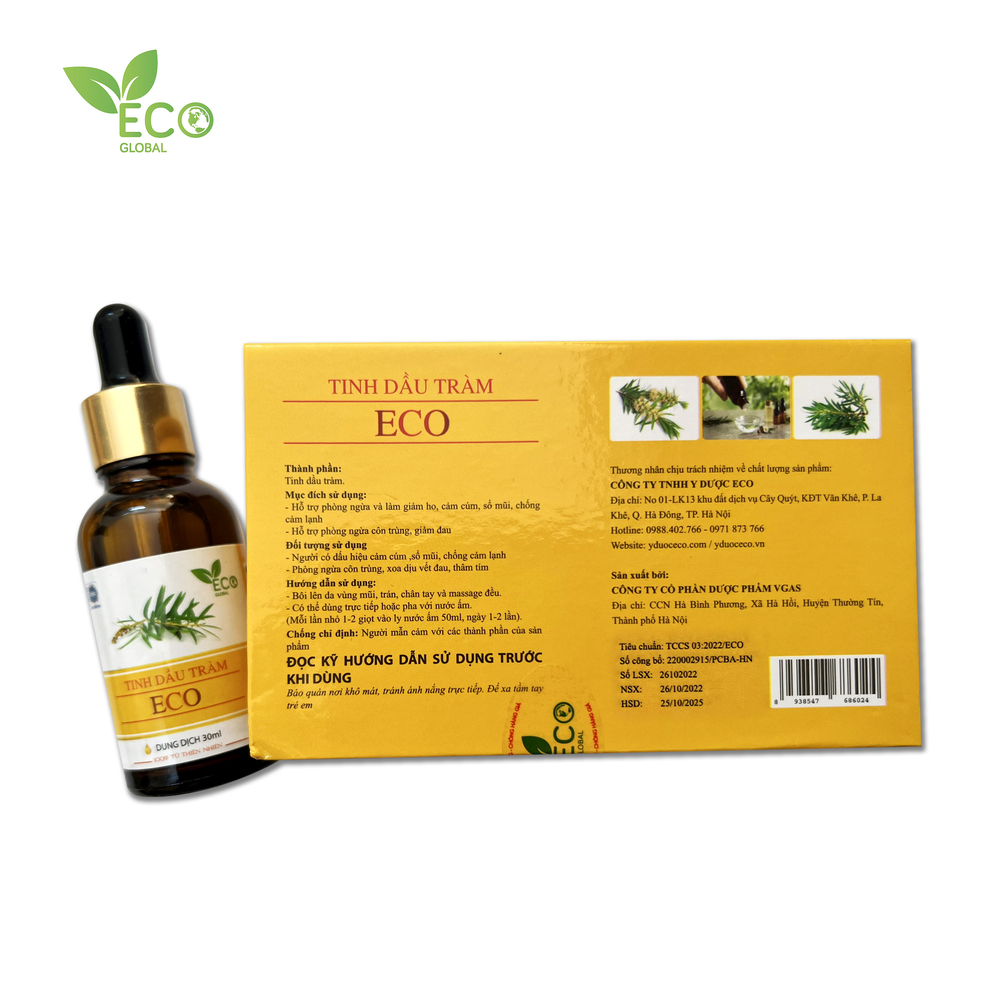 Tinh dầu tràm tự nhiên ECO – Hỗ trợ giảm ho, cảm cúm, sổ mũi, cảm lạnh (Lọ 30ml)