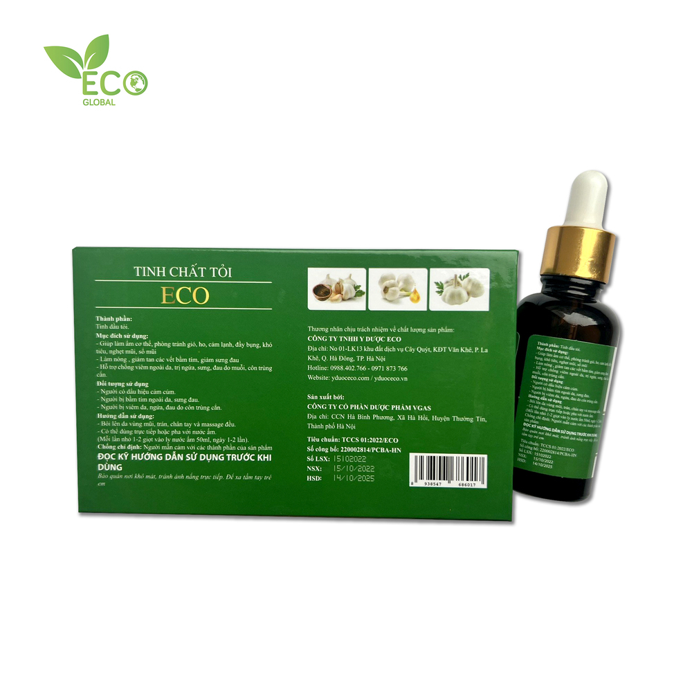 Tinh chất tỏi tự nhiên ECO – Giữ ấm cơ thể, giảm ngạt mũi, ho, cảm lạnh (Lọ 30ml)