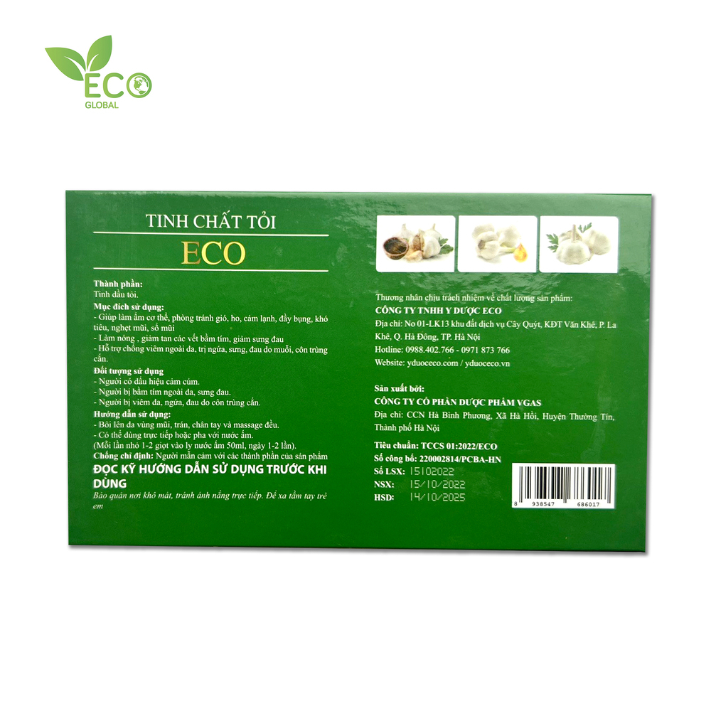 Tinh chất tỏi tự nhiên ECO – Giữ ấm cơ thể, giảm ngạt mũi, ho, cảm lạnh (Lọ 30ml)