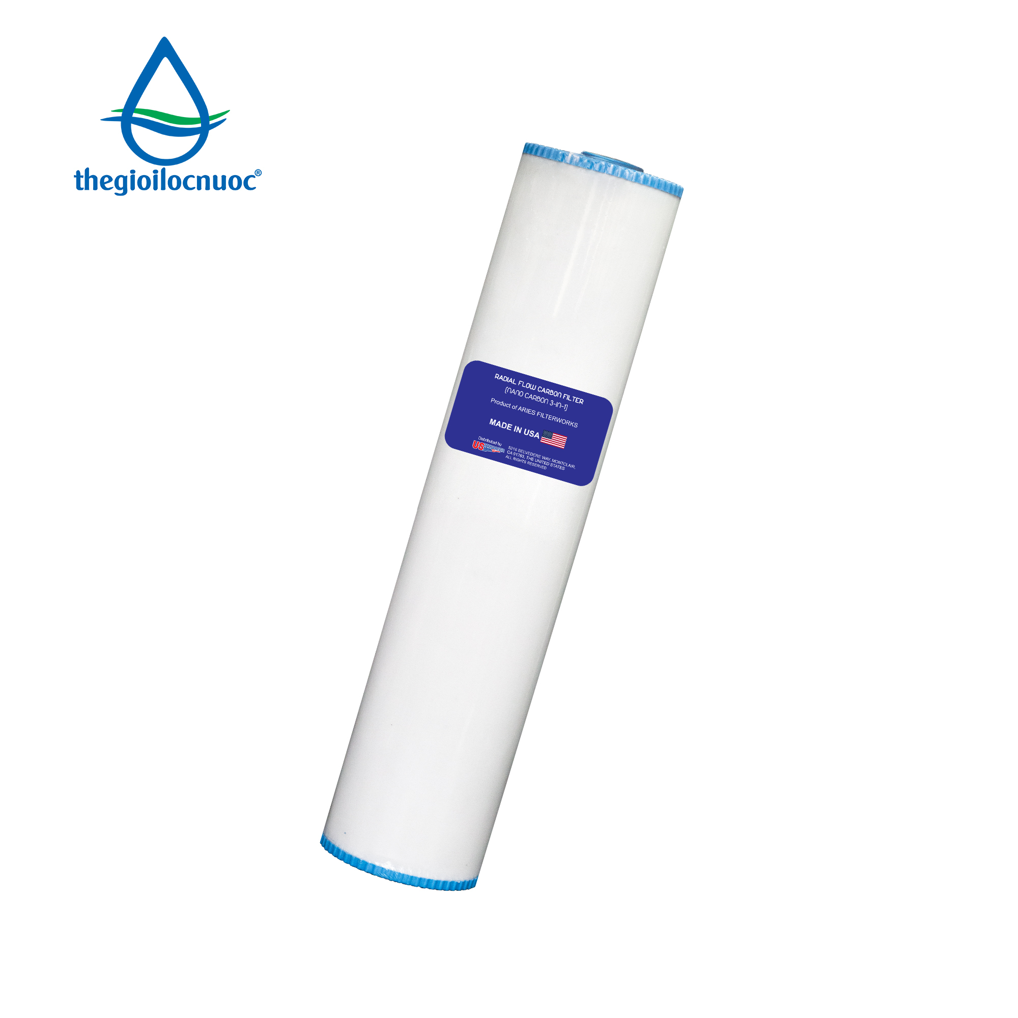 Lõi lọc than 20” béo chảy hướng tâm USTOPWATER – Made in USA, model: F-RC-20-1052-BB