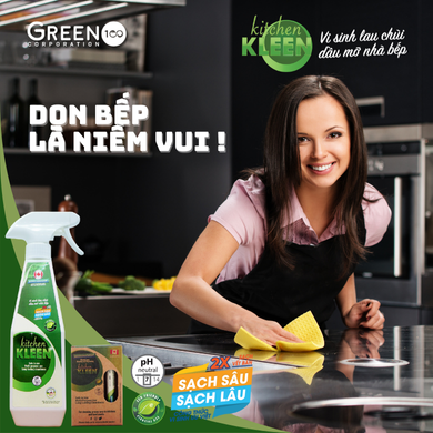 Bộ vi sinh lau chùi dầu mỡ Kitchen Kleen (01 Chai 500ml + 03 ống 5ml)
