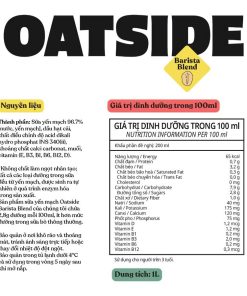 Sữa yến mạch OATSIDE vị nguyên bản Barista Blend (không đường) Thùng 6 Hộp 1 Lít