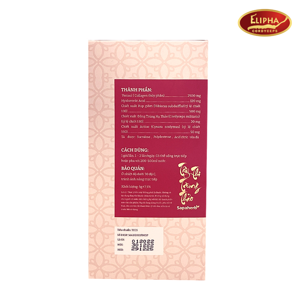 Collagen Tây Thi Trùng Thảo Sapaherb hỗ trợ làm đẹp da 28gói