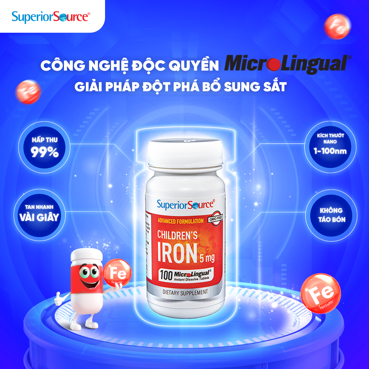 Viên ngậm Nano Children’s Iron (5mg) – Bổ sung sắt, ngừa thiếu máu do thiếu sắt