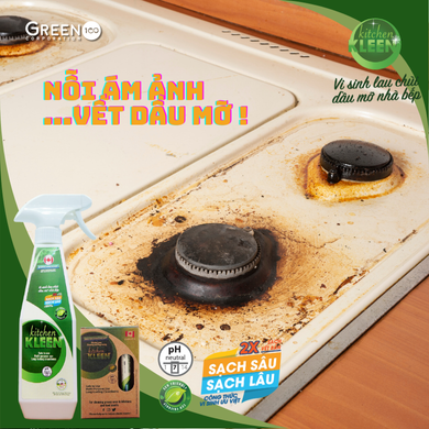 Bộ vi sinh lau chùi dầu mỡ Kitchen Kleen (01 Chai 500ml + 03 ống 5ml)