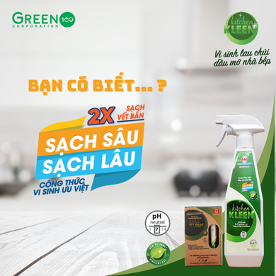 Bộ vi sinh lau chùi dầu mỡ Kitchen Kleen (01 Chai 500ml + 03 ống 5ml)
