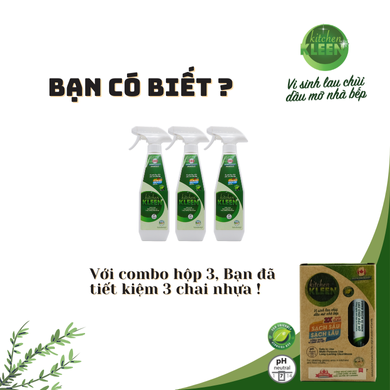 Hộp vi sinh lau chùi dầu mỡ Kitchen Kleen (03 ống 5ml)