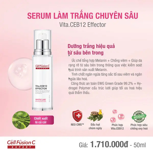 Tinh chất dưỡng trắng & đều màu da 50ml – Cell Fusion C Expert WhiteCure VITA.CEB12 EFFECTOR