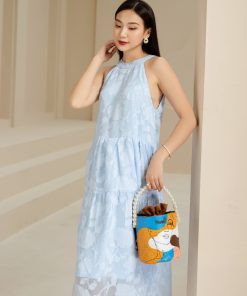 Đầm cổ yếm xanh Joyce