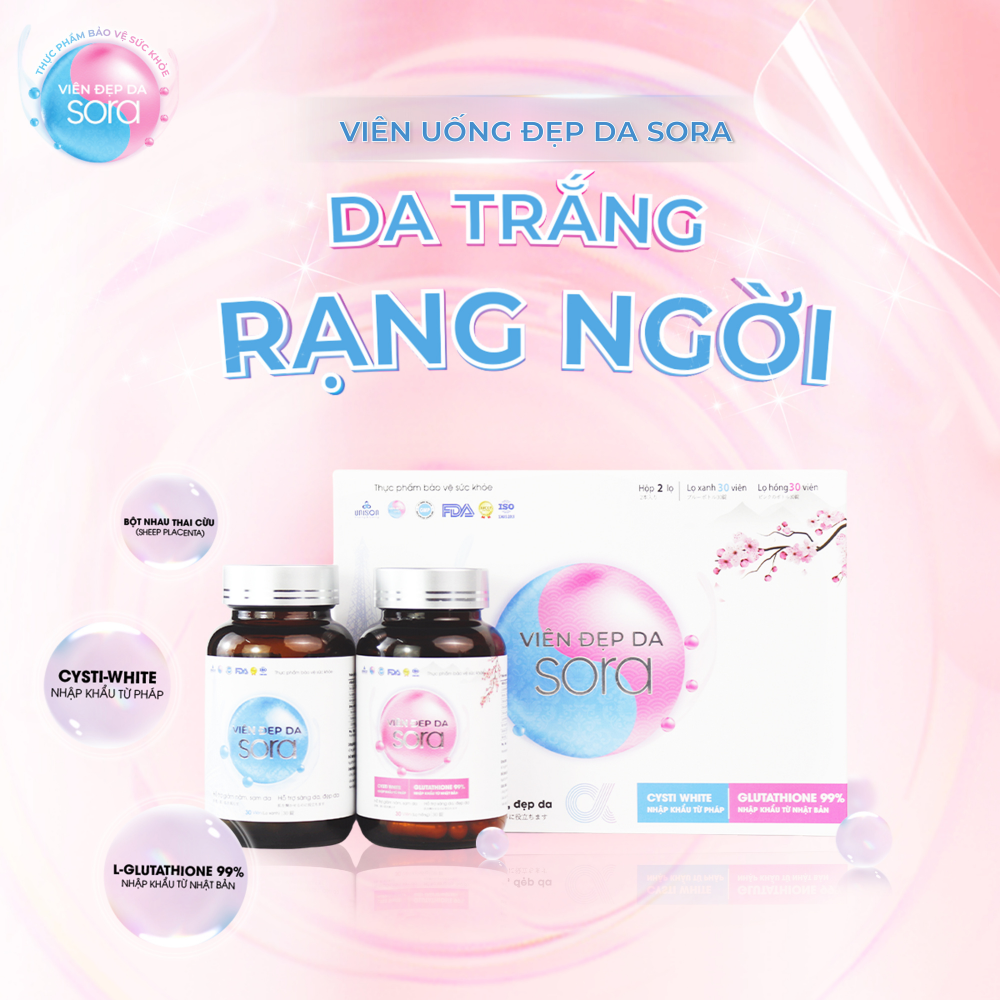 Bộ đôi viên uống đẹp da Sora – Cải thiện sạm nám, dưỡng sáng da (2 hộp/60 viên)