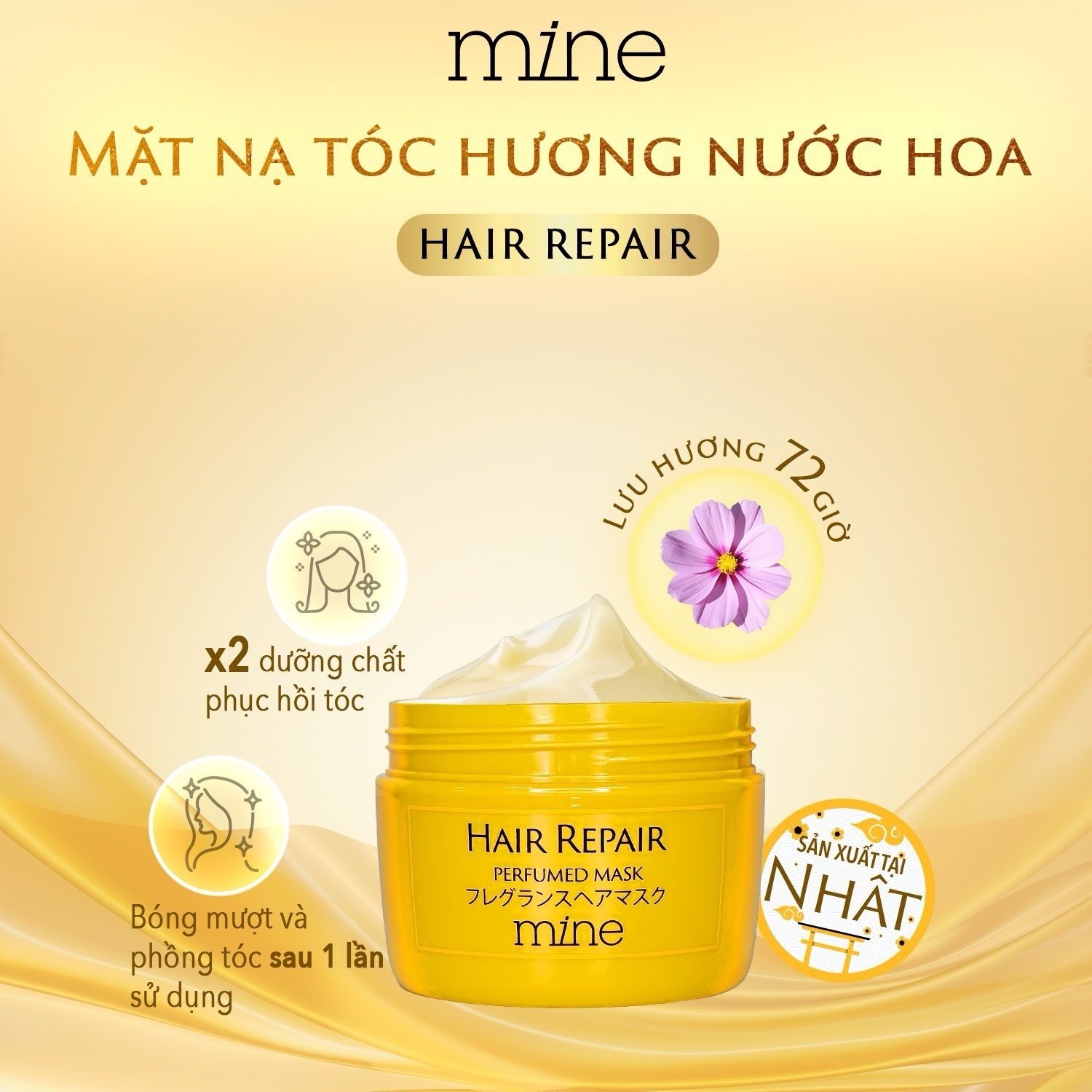 Mặt nạ ủ tóc phục hồi hư tổn nước hoa Mine 180g
