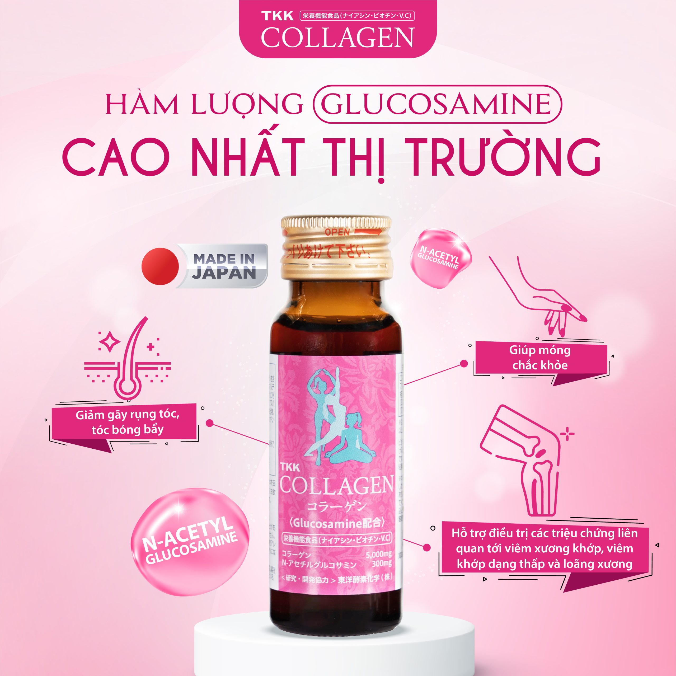 Nước uống làm đẹp da bổ sung Collagen – TKK Collagen Drinks (Hộp 10 lọ)