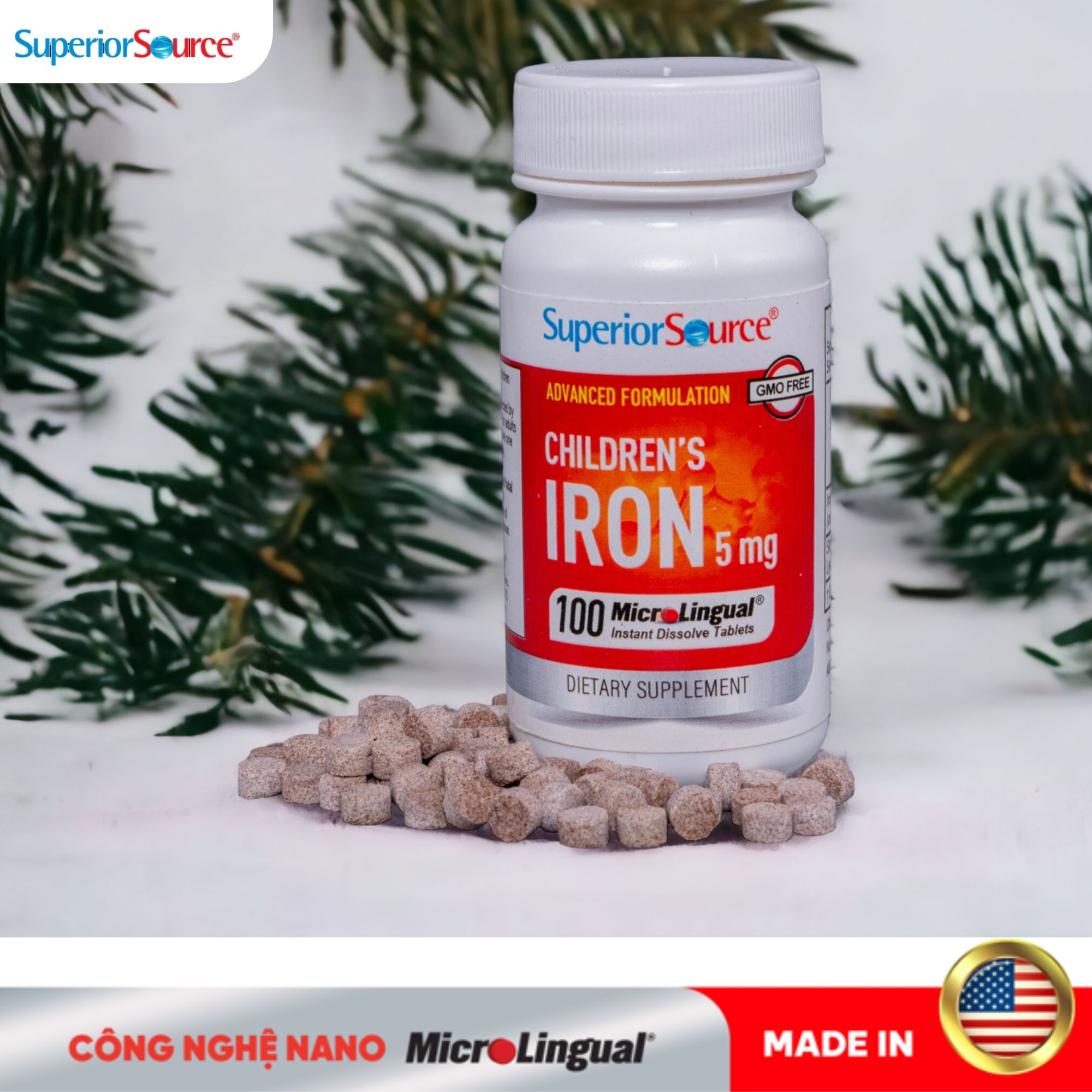 Viên ngậm Nano Children’s Iron (5mg) – Bổ sung sắt, ngừa thiếu máu do thiếu sắt