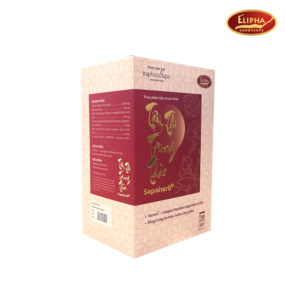 Collagen Tây Thi Trùng Thảo Sapaherb hỗ trợ làm đẹp da 28gói