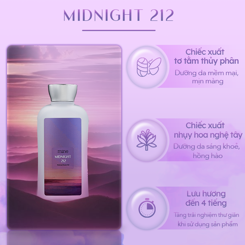Sữa tắm dưỡng ẩm nước hoa Mine Midnight 212 470g