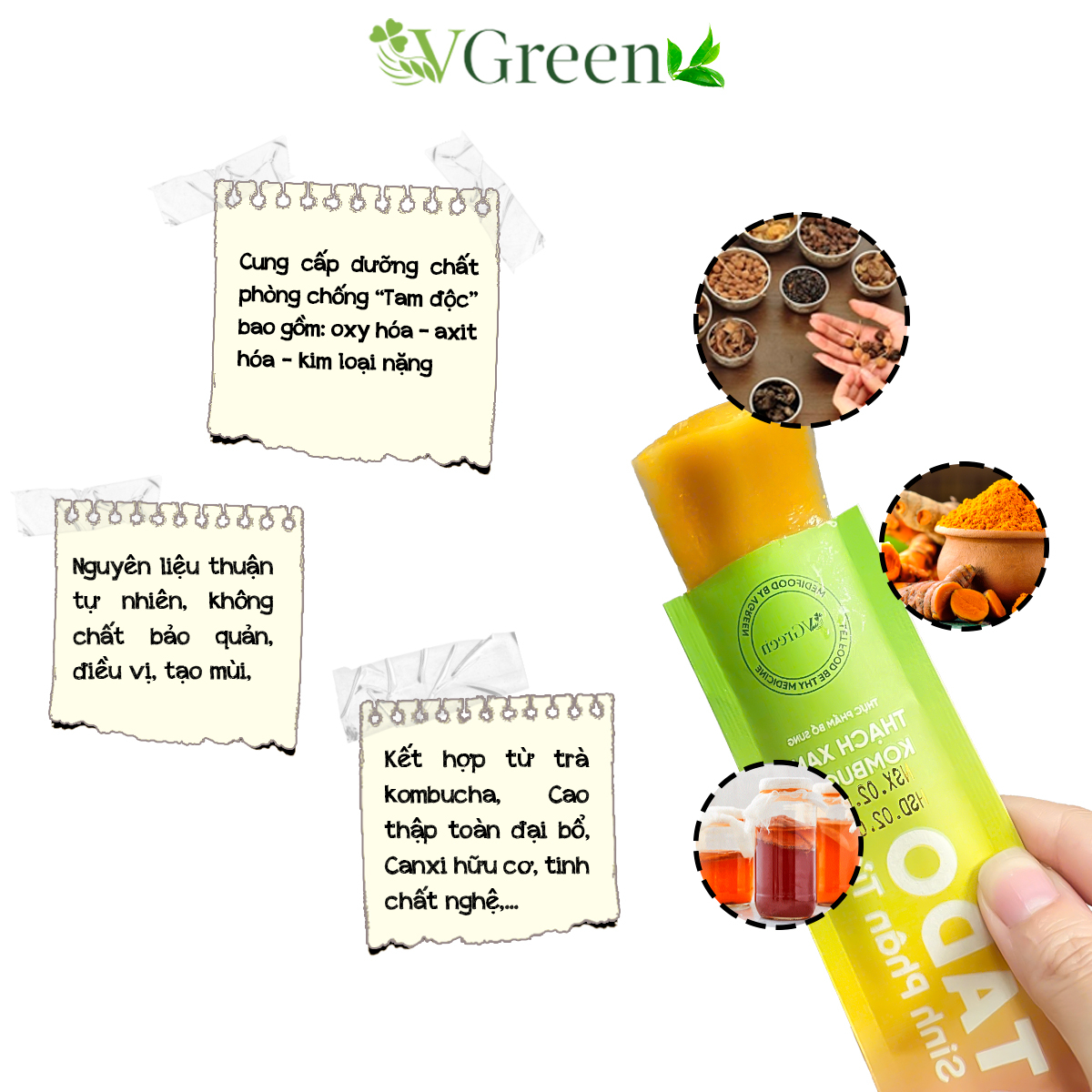 Thạch xanh Kombucha SATADO – Dưỡng sinh phân tử (hộp 1050g)