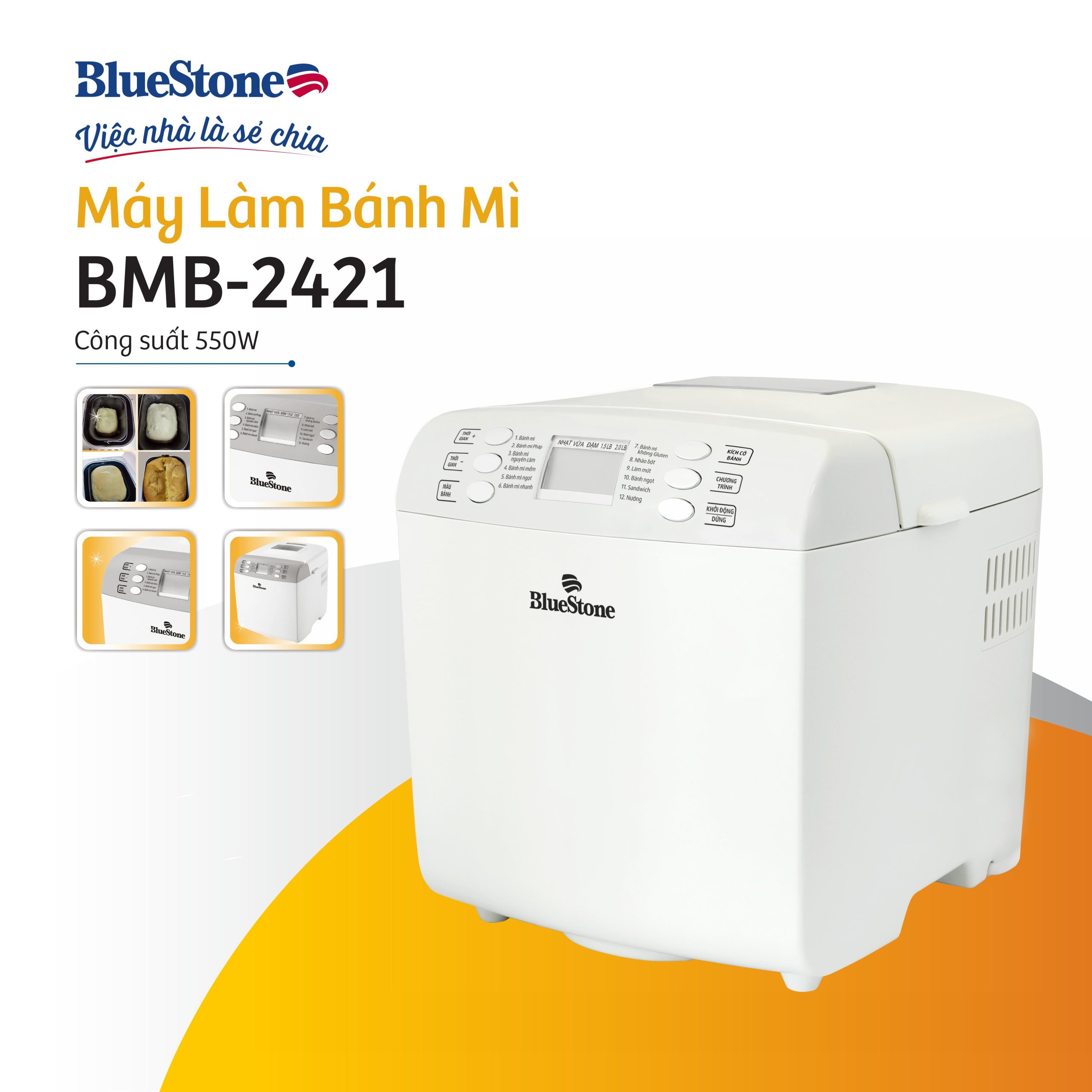 Máy làm bánh mì BLUESTONE BMB-2421 550W