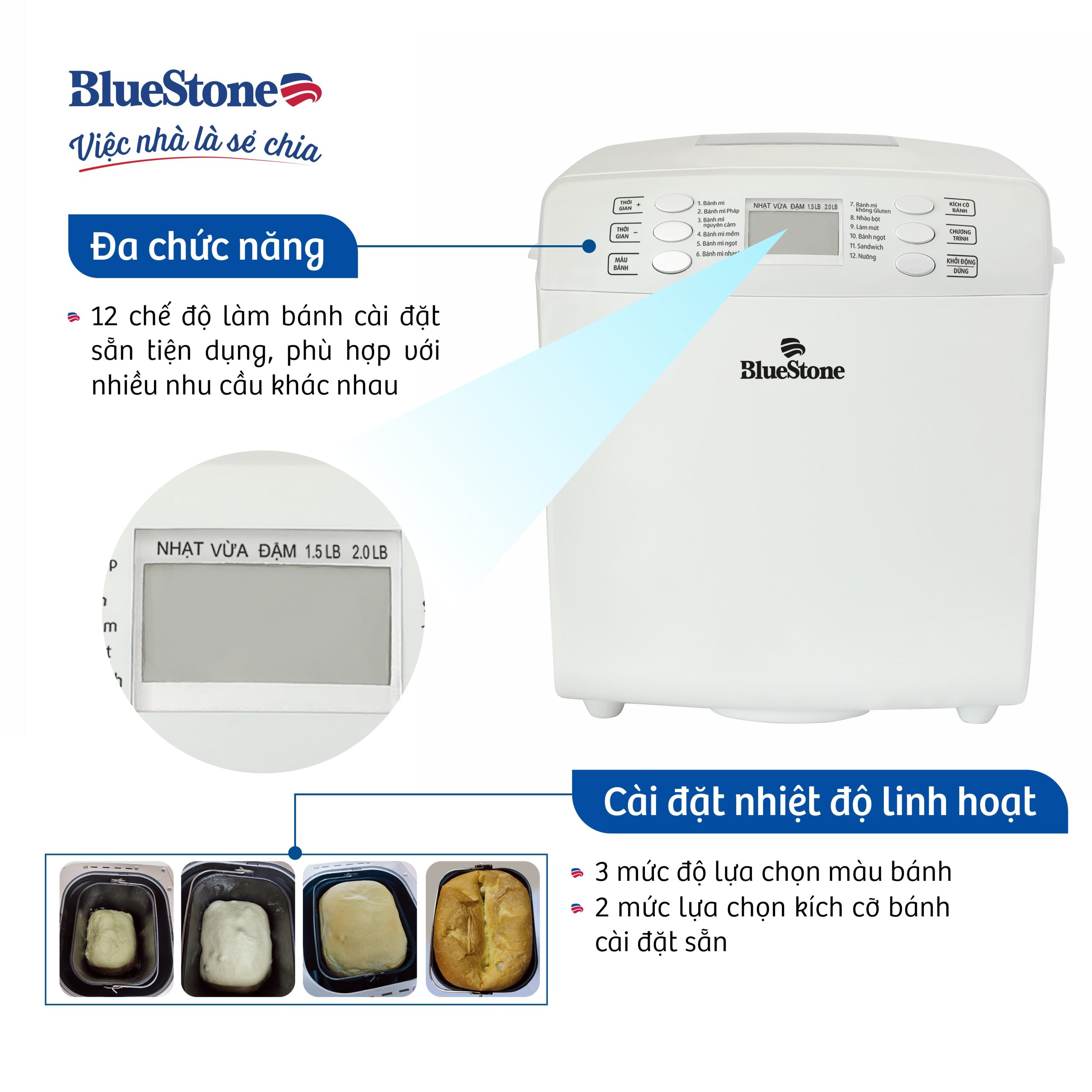 Máy làm bánh mì BLUESTONE BMB-2421 550W