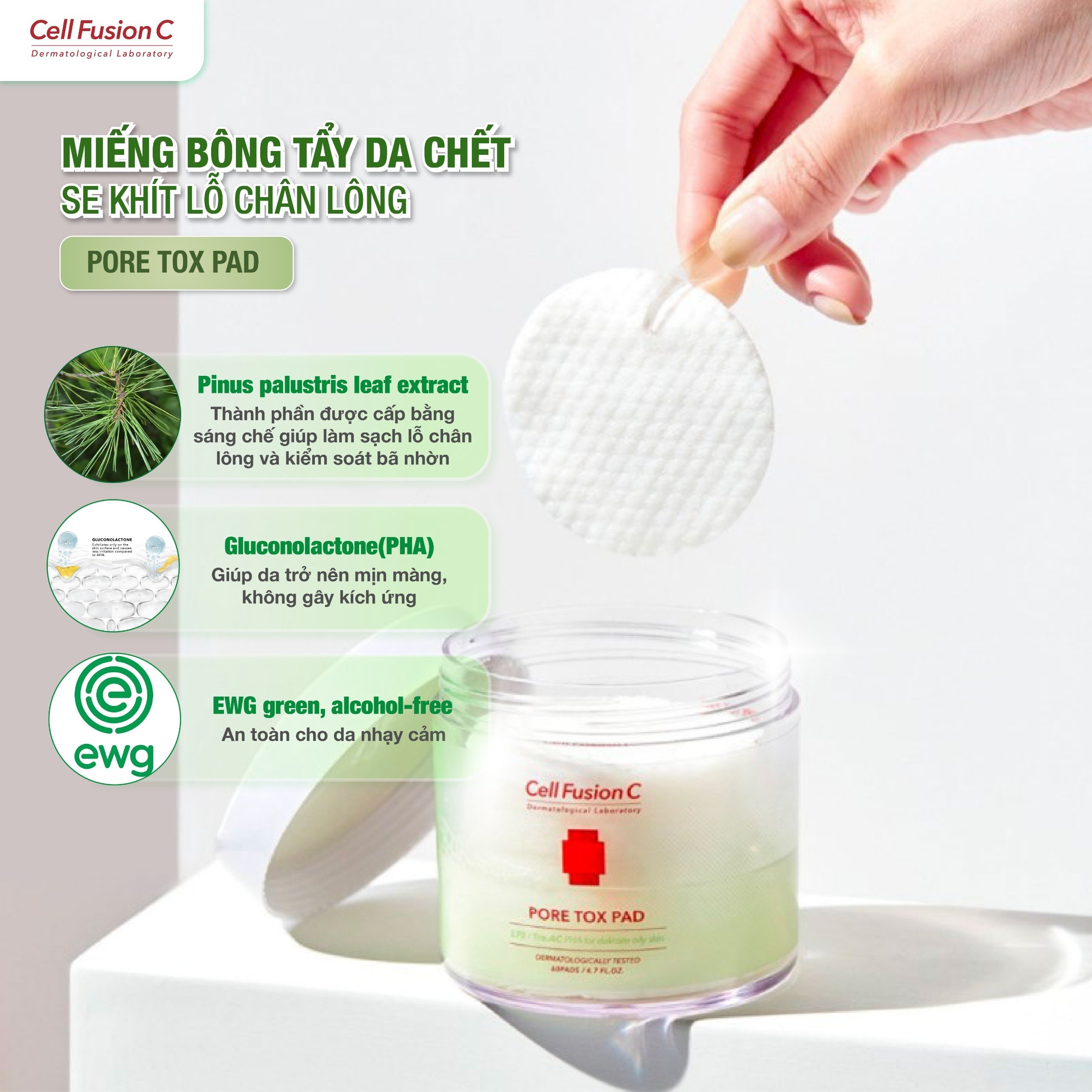 Pore Tox Pad – Cotton pad làm sạch, se khít chân lông hộp 60 miếng