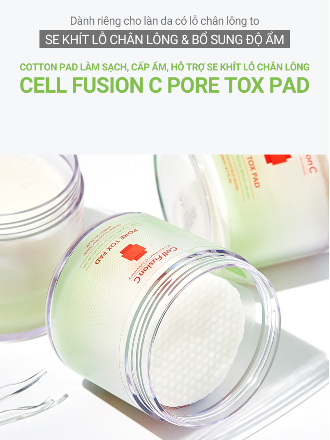 Pore Tox Pad – Cotton pad làm sạch, se khít chân lông hộp 60 miếng