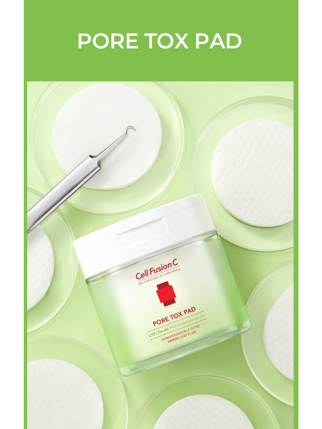 Pore Tox Pad – Cotton pad làm sạch, se khít chân lông hộp 60 miếng