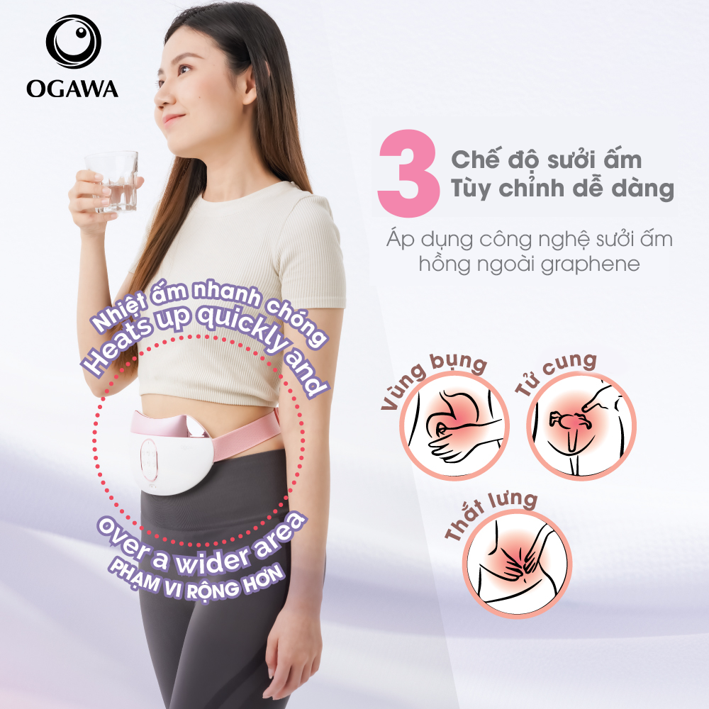 Đai massage đánh tan mỡ bụng kết hợp rung nhiệt (OM-1130), hiệu Ogawa