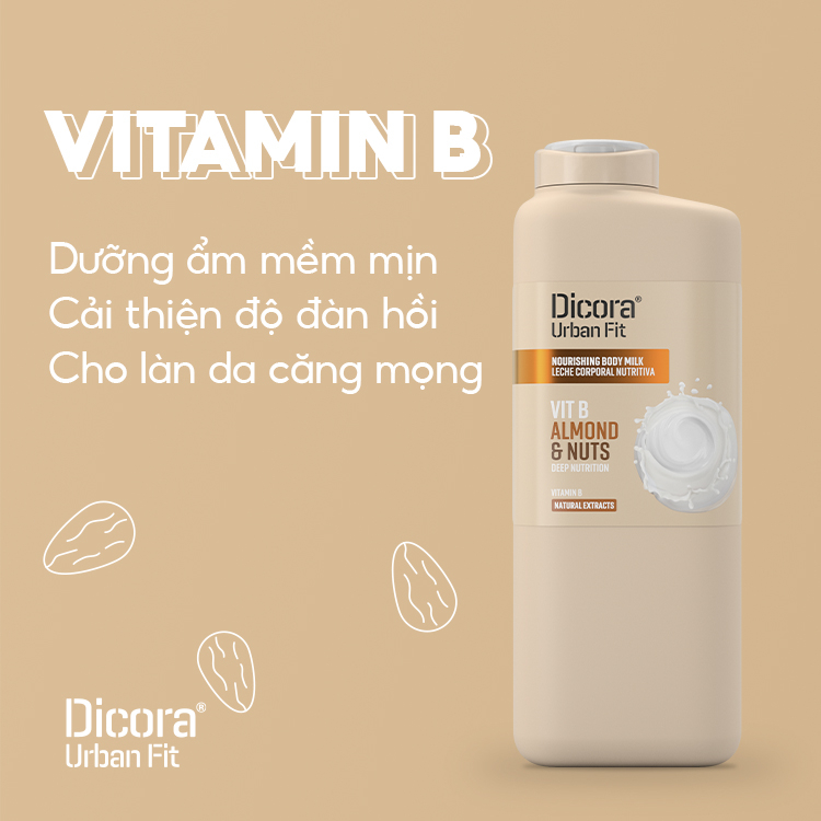 Sữa dưỡng thể Dicora Urban Fit Vitamin B hạnh nhân & các loại hạt 400ml