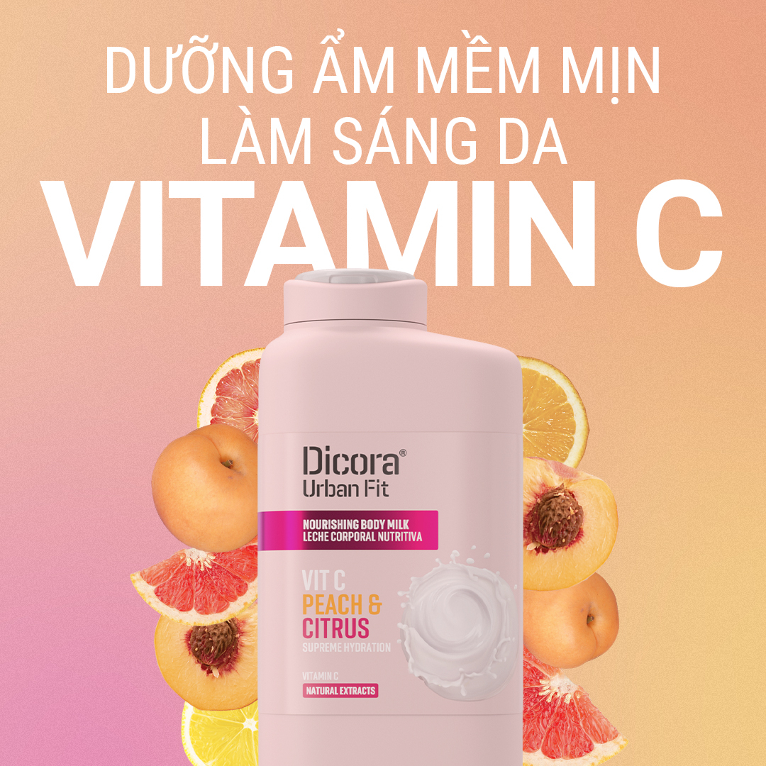 Sữa dưỡng thể Dicora Urban Fit Vitamin C hương cam quýt và đào 400ml