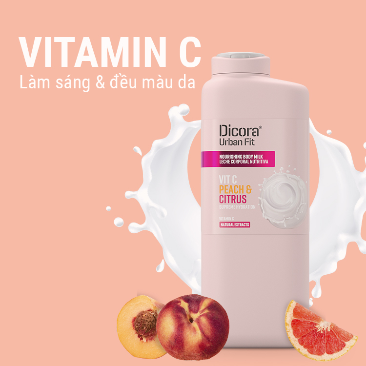 Sữa dưỡng thể Dicora Urban Fit Vitamin C hương cam quýt và đào 400ml