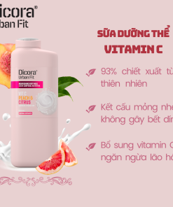 Sữa dưỡng thể Dicora Urban Fit Vitamin C hương cam quýt và đào 400ml