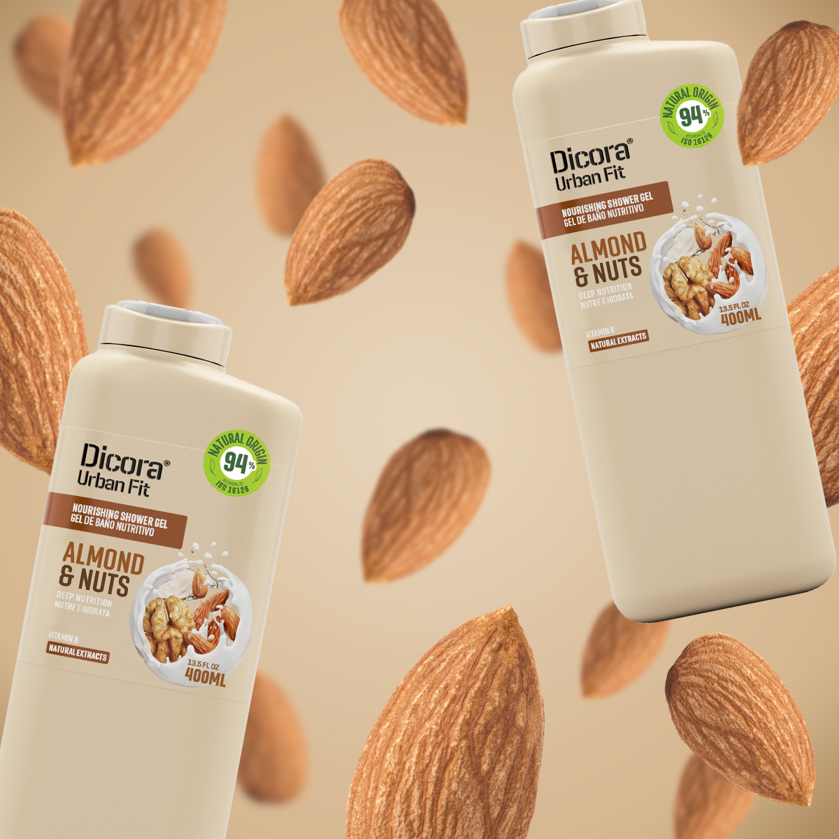 Sữa tắm Dicora Urban Fit Vitamin B – Hạnh nhân & các loại hạt (400ml)