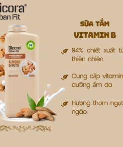 Sữa tắm Dicora Urban Fit Vitamin B – Hạnh nhân & các loại hạt (400ml)