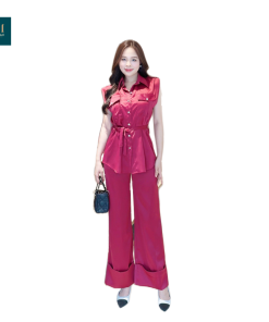 Set doris áo sơ mi lụa túi vuông