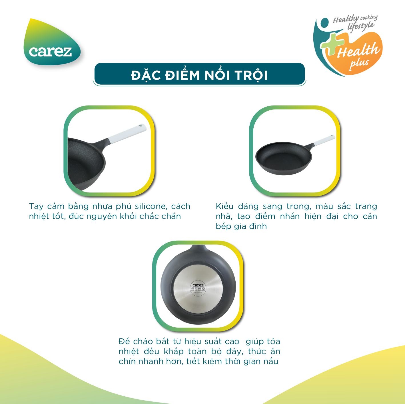 Chảo nhôm đúc nguyên khối CAREZ FPC883DI28SN kích cỡ 28cm