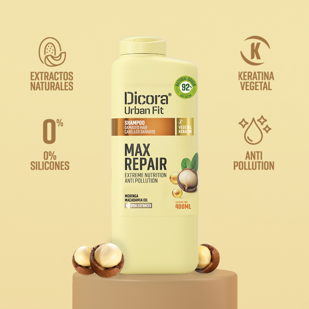 Dầu gội Dicora Urban Fit – Dành cho tóc hư tổn, chiết xuất tinh dầu mắc ca (400ml)