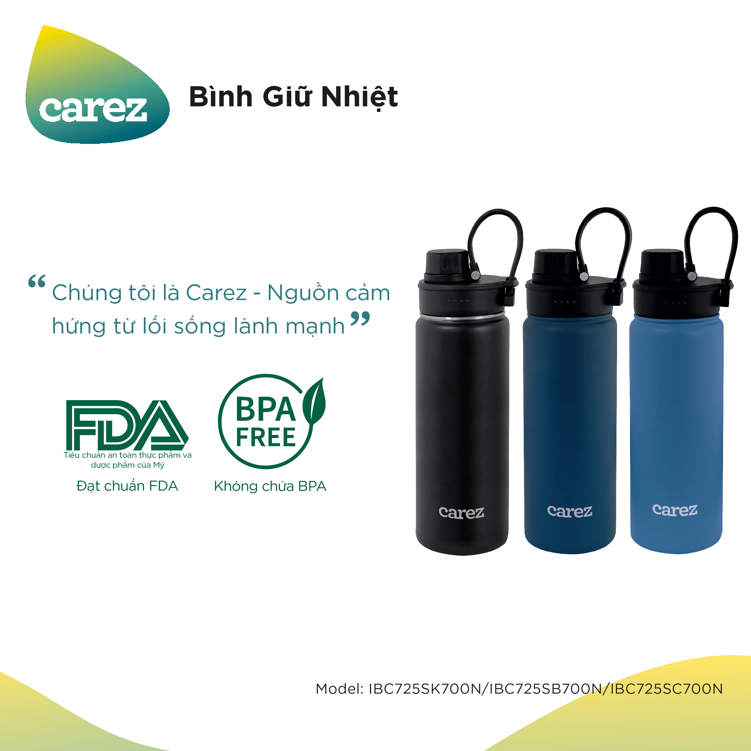 Bình giữ nhiệt CAREZ IBC725SK700N 700ml màu đen