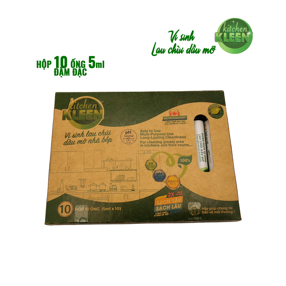 Hộp vi sinh lau chùi dầu mỡ Kitchen Kleen (10 ống 5ml)