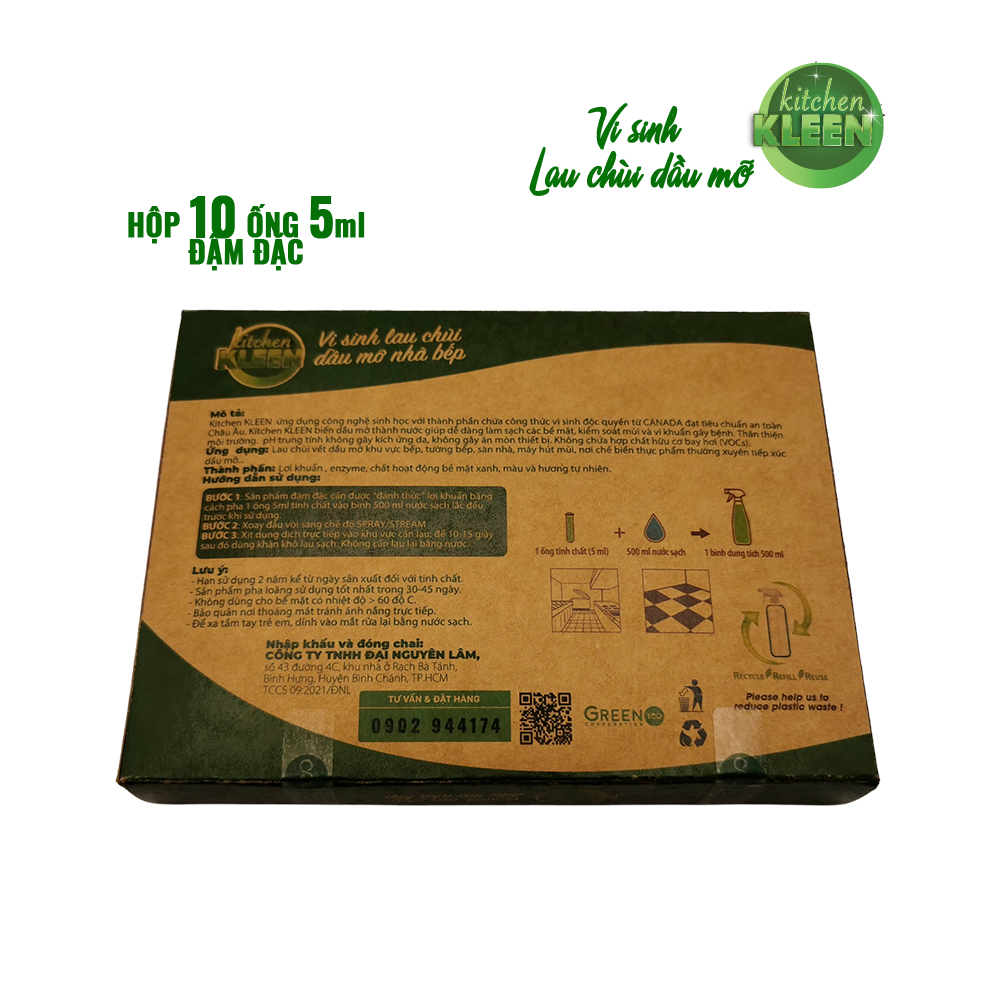 Hộp vi sinh lau chùi dầu mỡ Kitchen Kleen (10 ống 5ml)