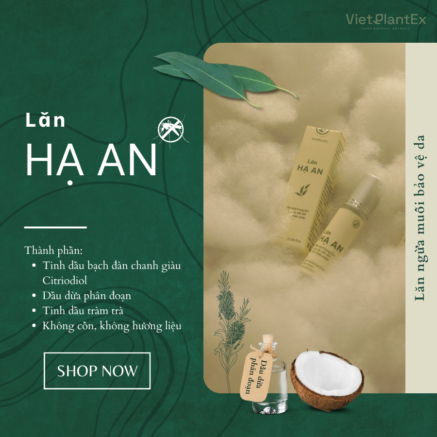 Tinh dầu đuổi muỗi Hạ An – làm dịu, giảm sưng ngứa do muỗi đốt (chai lăn 10ml)