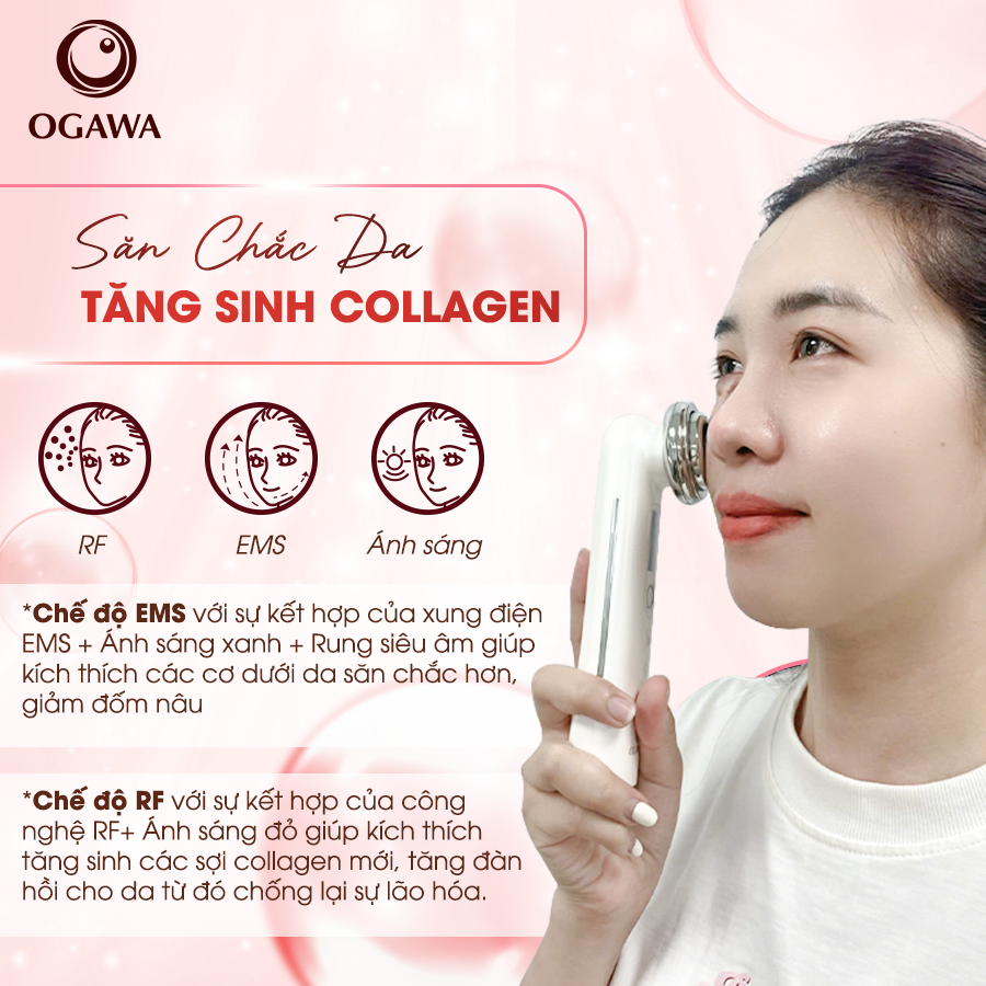 Máy nâng cơ mặt đẩy tinh chất trị liệu bằng ánh sáng RF (OB-063), hiệu Ogawa