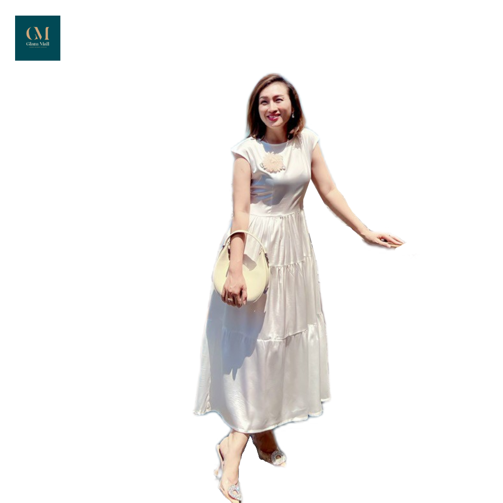 Đầm lụa tay ngắn 03 tầng Rich