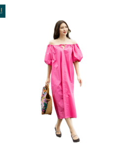 Đầm hồng tay phồng Fenno