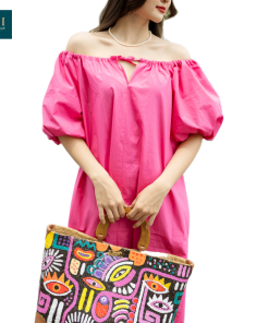 Đầm hồng tay phồng Fenno