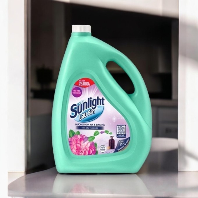 Nước lau sàn Sunlight tinh dầu thảo mộc hương hoa bạc hà can 3.6kg