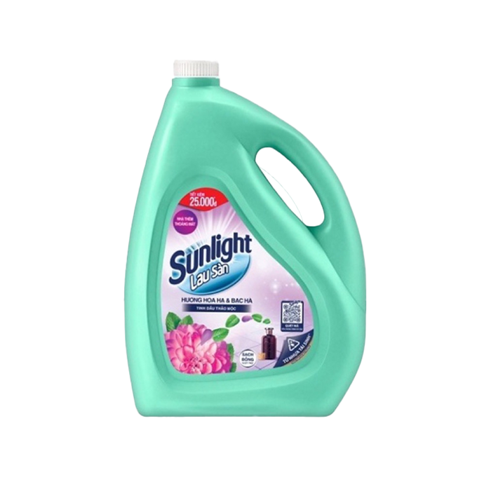 Nước lau sàn Sunlight tinh dầu thảo mộc hương hoa bạc hà can 3.6kg