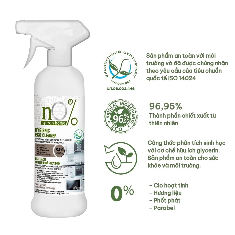 Nước tẩy rửa vệ sinh nhà bếp nO% Green Home Eco (500ml)