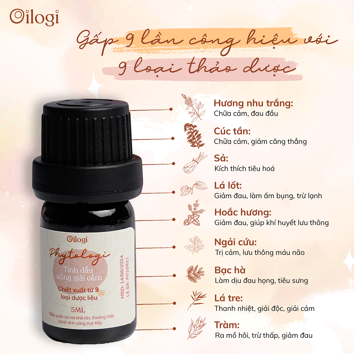 Tinh dầu Xông Giải Cảm Oilogi (chai 5ml)
