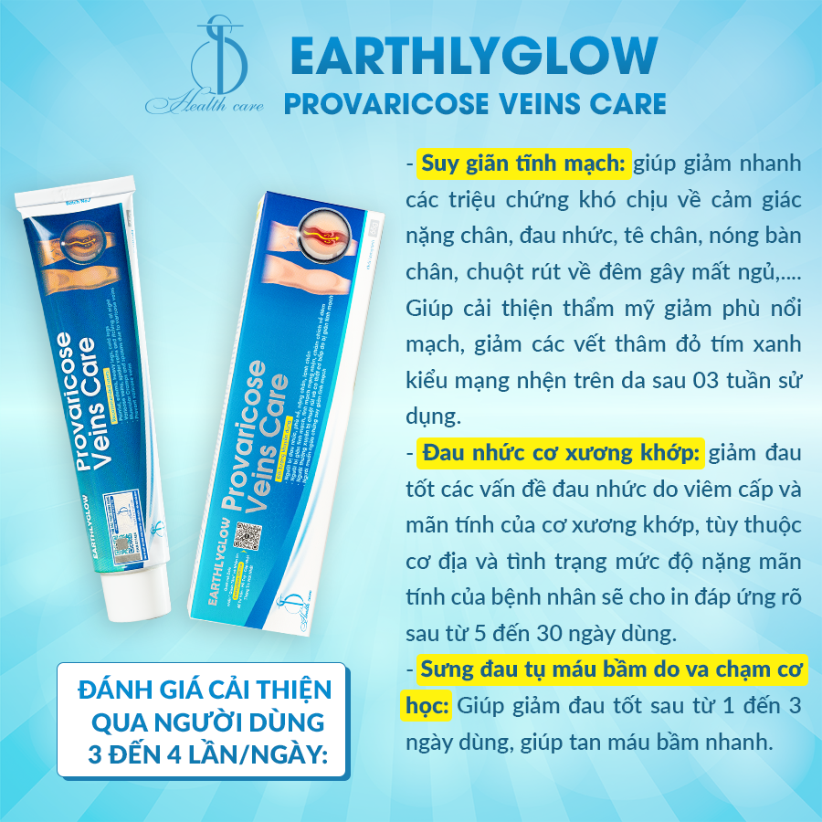 Kem hỗ trợ giảm viêm khớp, giãn tĩnh mạch Earthlyglow – Tuýp 65g